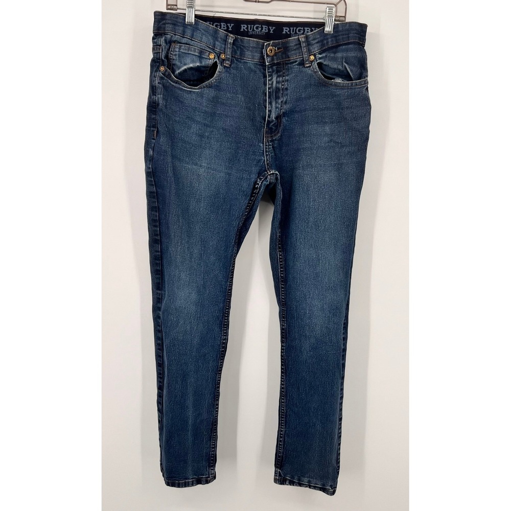 Rugby‎ University Mens Blue Denim Straight Leg Jeans Size 36x32 Medium Wash